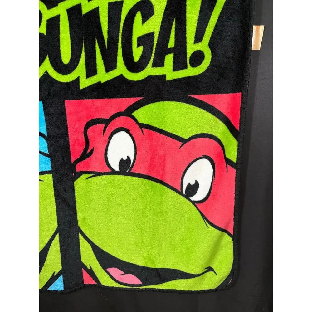Vintage Nickelodeon Teenage Mutant Ninja Turtle Soft Throw Blanket Cowabunga